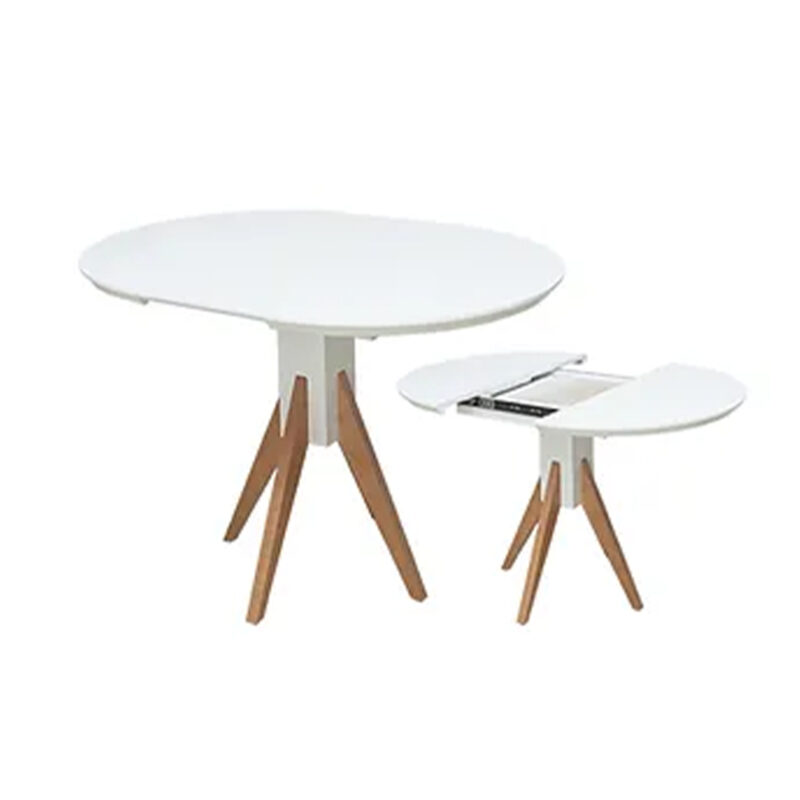 Trpezarijski stol Atria fi 102+40 bijela/natur